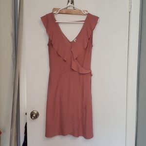 Blush colored summer dress faux wrap